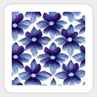 Vintage looking purple and blue flowers on a white background. Sticker